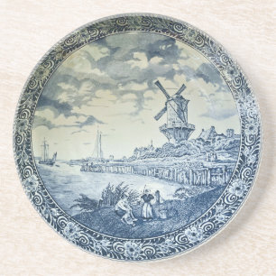 Blue Delft Windmill Dutch Plate Coaster
