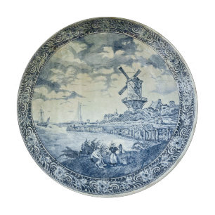 Blue Delft Windmill Dutch Plate Cutting Board