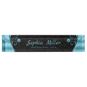 Blue Delicate Flowers Nameplate