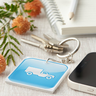 Blue Delivery Truck Icon Logistics Shipping Keychain