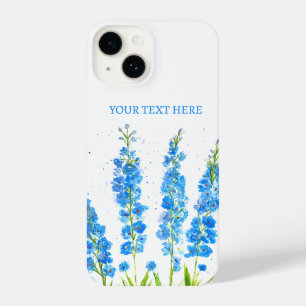 Blue delphinium floral watercolor elegant rustic iPhone 14 case