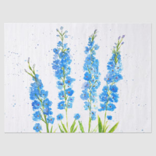 Blue delphinium floral watercolor elegant rustic tissue paper