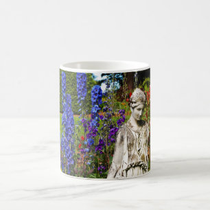 Blue delphinium garden print coffee mug