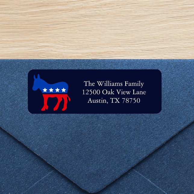 Blue Democrat Donkey Political Return Address (Creator Uploaded)