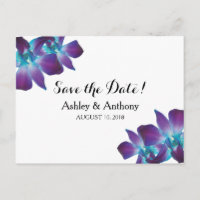 Blue Dendrobium Orchid Wedding Save the Date