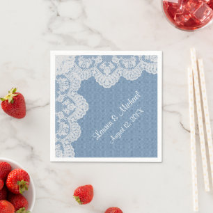 Blue Denim and Lace Wedding Napkin