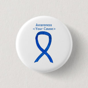 Blue Denim Awareness Ribbon Custom Button Pins