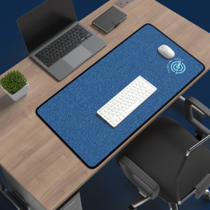 Blue denim fabric texture custom typography desk mat