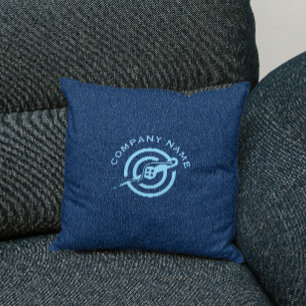 Blue denim fabric texture custom typography throw pillow