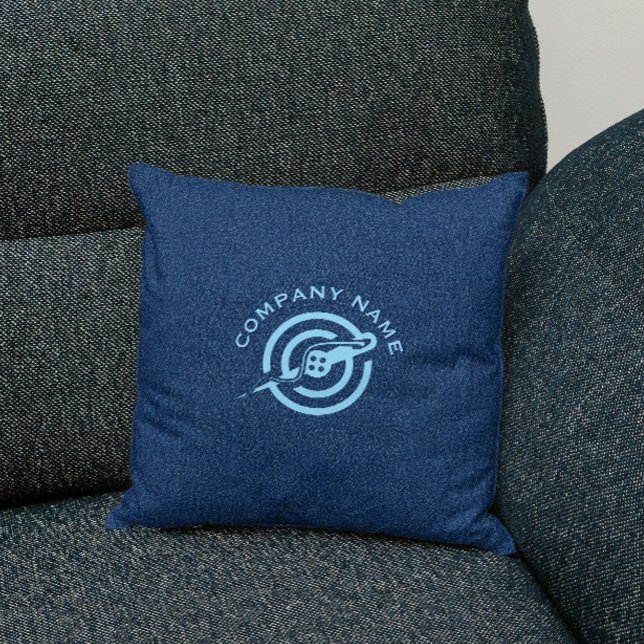 Blue denim fabric texture custom typography throw pillow (Creator Uploaded)