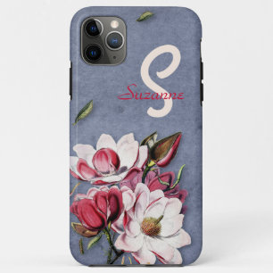 Blue Denim Floral Monogrammed iPhone 11 Pro Max Case