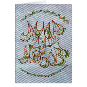 Blue Denim Folk Art Peace&Love Wish in Russian