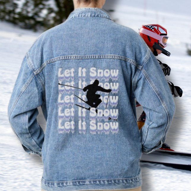 Blue Denim Jean Jacket Let It Snow Skier (Creator Uploaded)