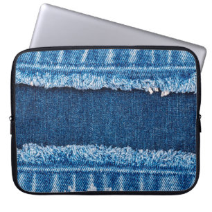 Blue denim jeans fabric texture laptop sleeve