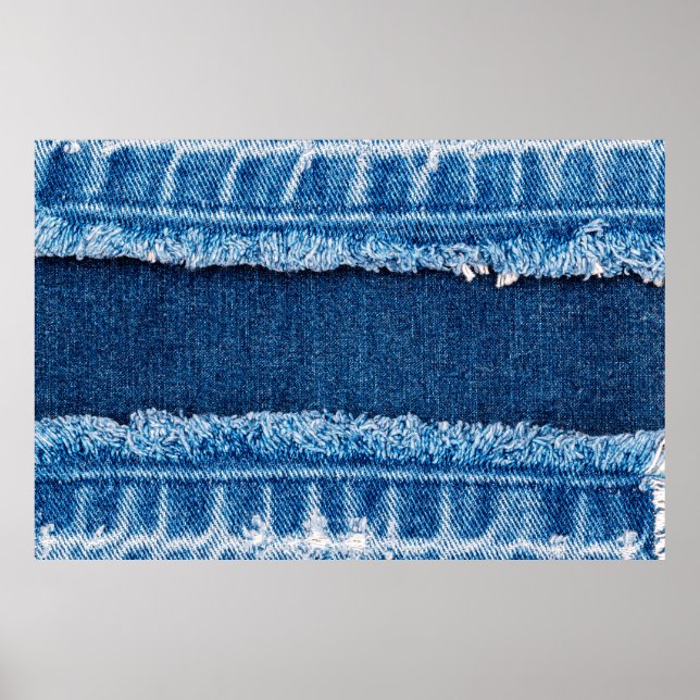 Blue denim jeans fabric texture poster (Front)