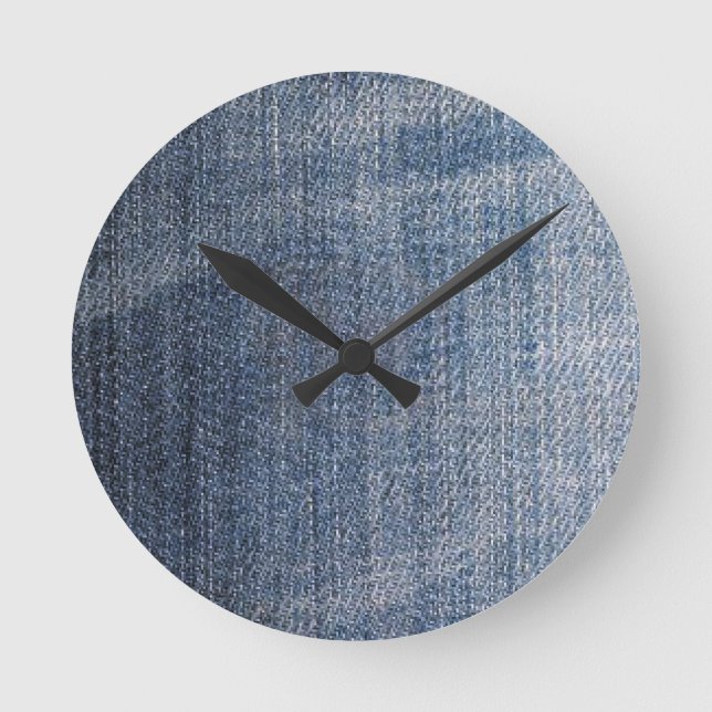 blue denim jeans fabric texture round clock (Front)