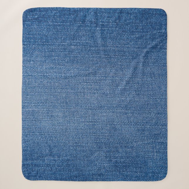 Blue denim jeans sherpa blanket (Front)