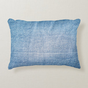 Blue denim jeans texture accent pillow