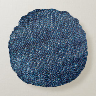 Blue denim jeans texture background. round pillow