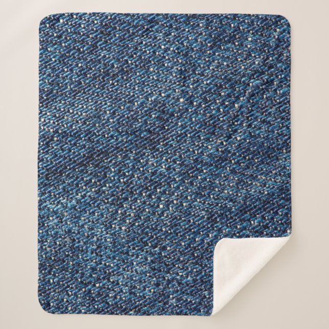 Blue denim jeans texture background. sherpa blanket (Front)