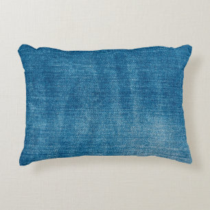 Blue denim jeans texture close up. Blue denim jean Accent Pillow