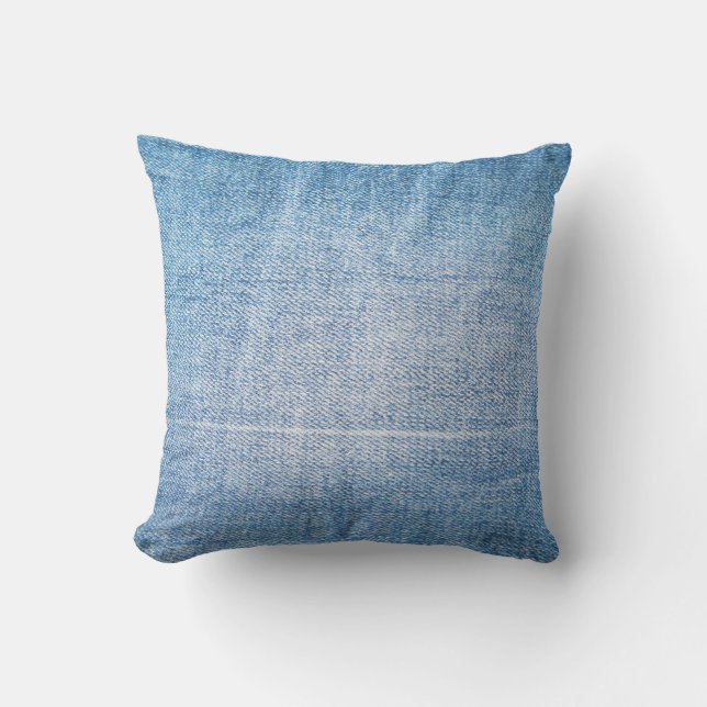 Blue denim jeans texture throw pillow (Front)