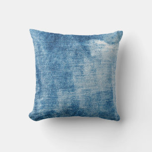Blue denim jeans texture throw pillow