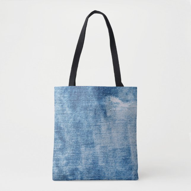Blue denim jeans texture tote bag (Front)
