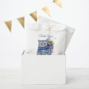 Blue Denim, lace, Costume Jewellery & Kittens Favour Bag