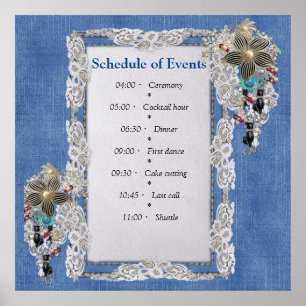 Blue Denim, lace, Costume Jewellery Poster