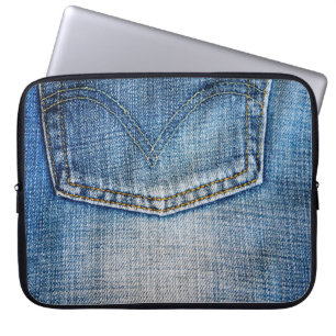 Blue denim laptop sleeve