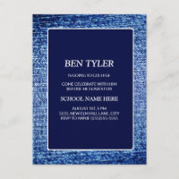 Blue Denim-Look Going Away to College Card