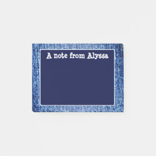 Blue Denim Look Personalized Post It Note