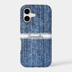 Blue Denim Look with Ribbon iPhone X Case