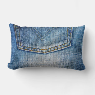 Blue denim lumbar pillow