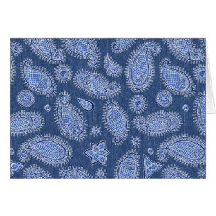 Blue Denim Paisley Blank Note Card