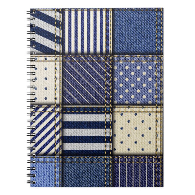 Blue Denim Patchwork Notebook (Front)
