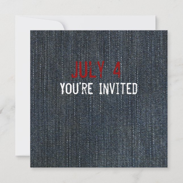 Blue Denim Patriotic Invitation (Front)