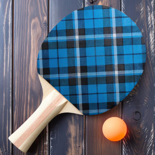Blue Denim Plaid Ping Pong Paddle