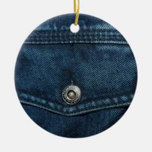 Blue Denim Pocket Ceramic Ornament