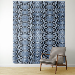 Blue Denim Python Snakeskin Backdrop Tapestry