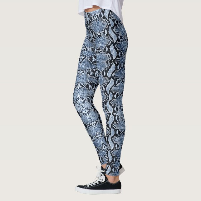 Blue Denim Python Snakeskin Leggings (Left)