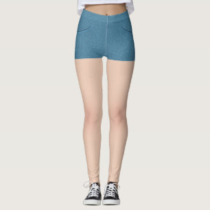 Blue Denim Shorts Leggings