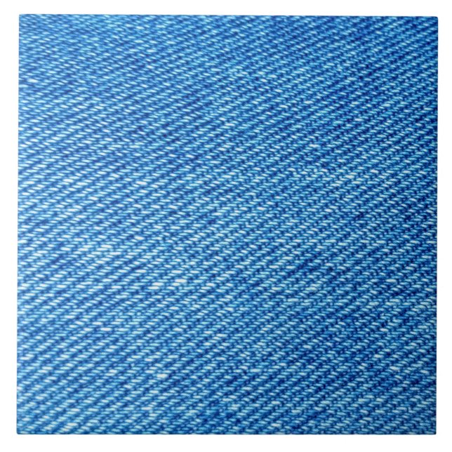 Blue Denim Textile Ceramic Tile (Front)