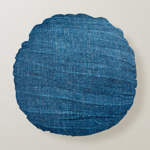 Blue denim texture, Bluejeans texture Round Pillow