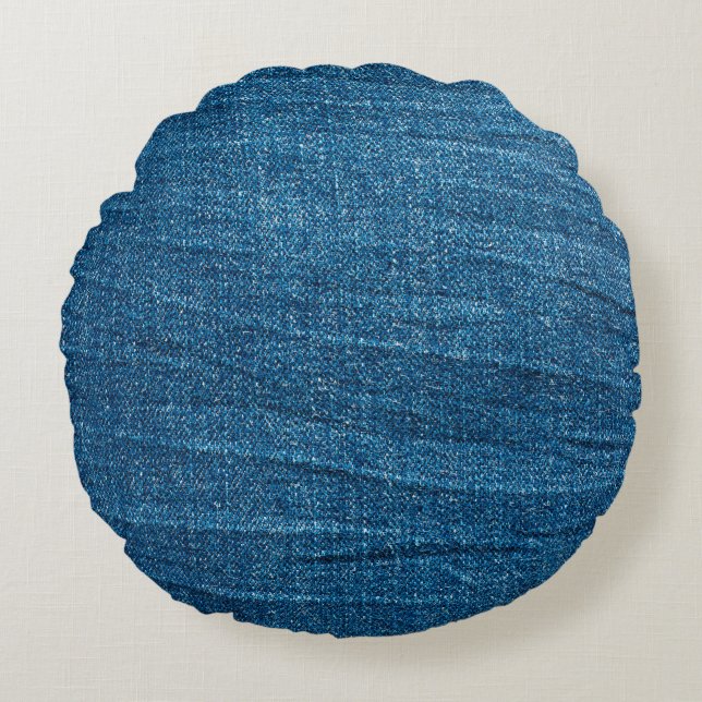 Blue denim texture, Bluejeans texture Round Pillow (Front)