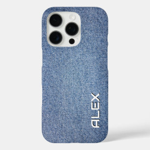 Blue Denim Texture – Classic Fabric Pattern iPhone 16 Pro Case
