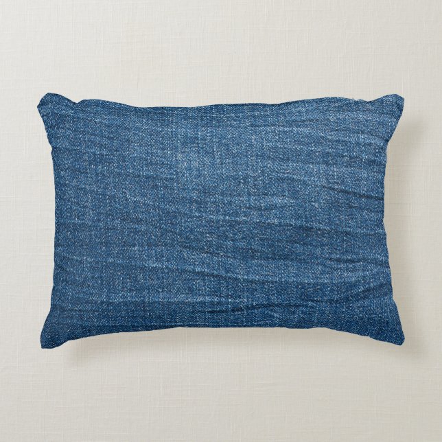 Blue Denim Texture: Classic Jeans. Accent Pillow (Front)