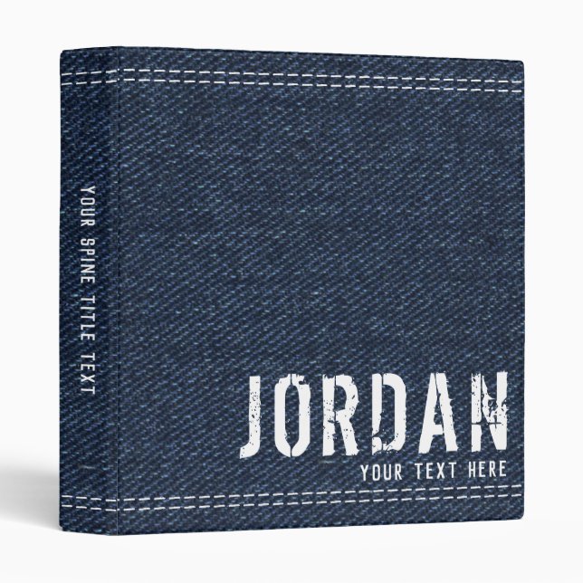Blue Denim Texture Grunge Name Binder (Front/Spine)