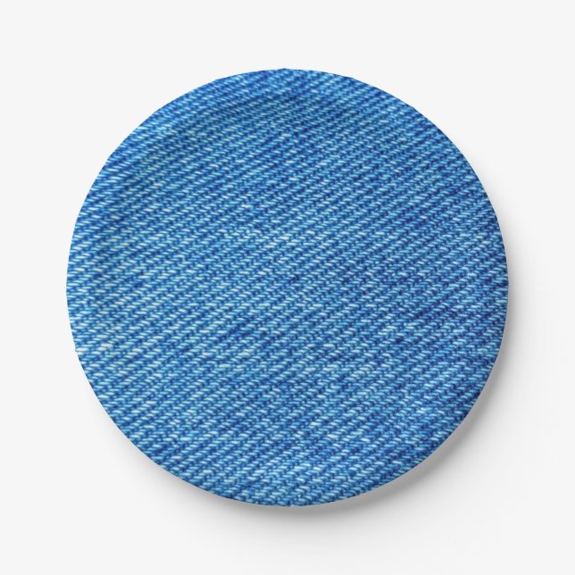 Blue Denim Texture Paper Plate (Front)